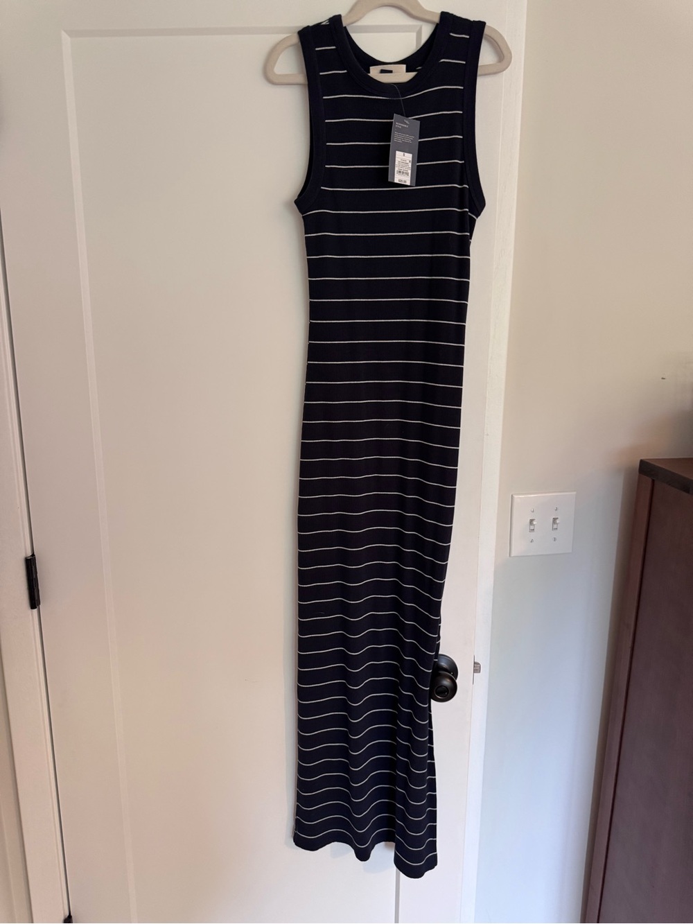Universal Thread Black and White Striped Sleeveless Maxi Dress